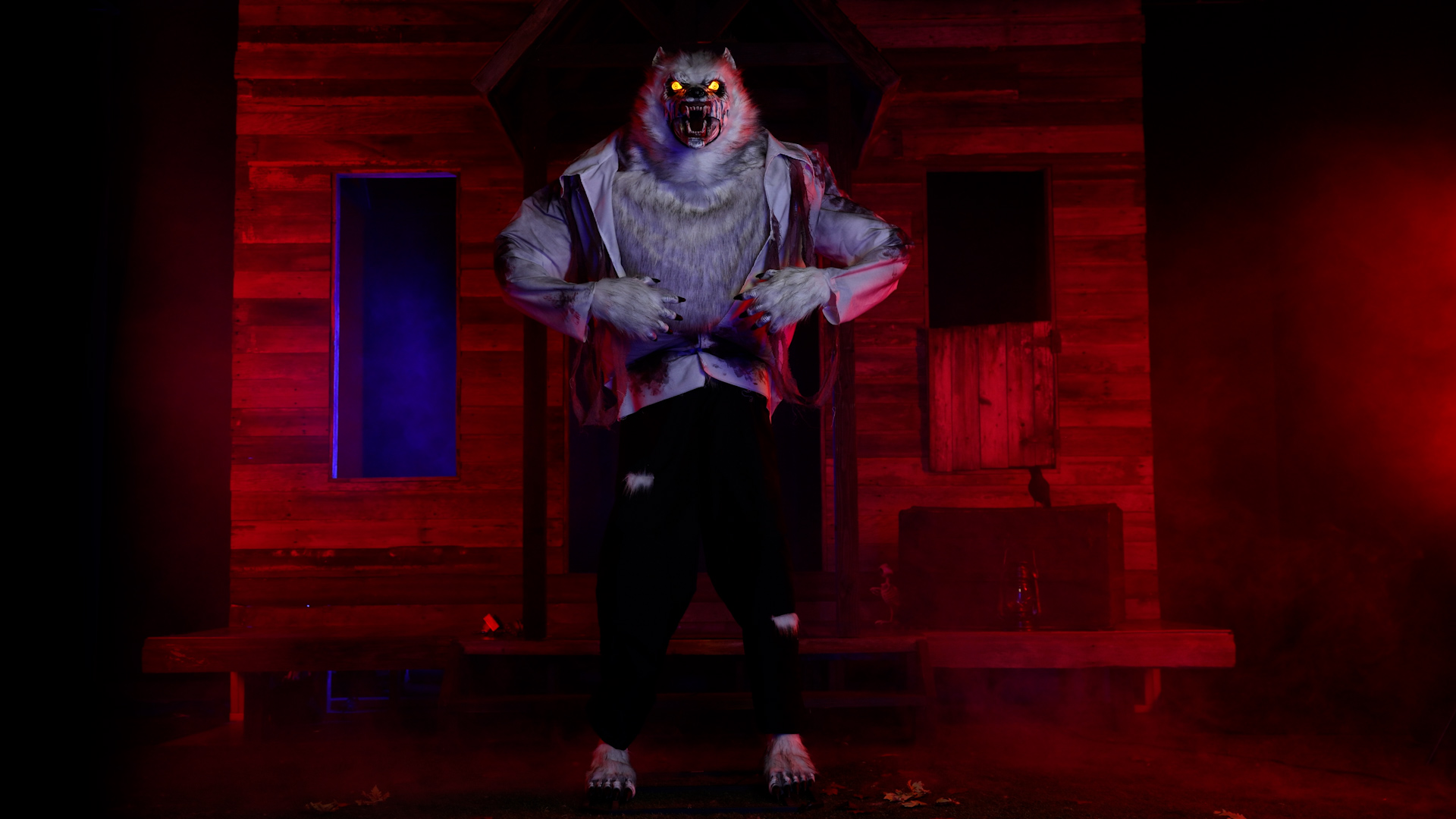 FUN96990WT 7 Ft Howling White Werewolf Animatronic Decoration